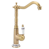 Antique Kitchen Faucet Gold All Copper European Antique Hot Cold Mixed 360° Rotating Kitchen Bathroom Sink Faucet Antique Color
