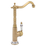 Antique Kitchen Faucet Gold All Copper European Antique Hot Cold Mixed 360° Rotating Kitchen Bathroom Sink Faucet Antique Color - Top-Down View