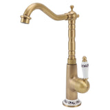 Antique Kitchen Faucet Gold All Copper European Antique Hot Cold Mixed 360° Rotating Kitchen Bathroom Sink Faucet Antique Color