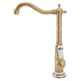 Antique Kitchen Faucet Gold All Copper European Antique Hot Cold Mixed 360° Rotating Kitchen Bathroom Sink Faucet Antique Color