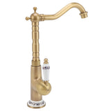 Antique Kitchen Faucet Gold All Copper European Antique Hot Cold Mixed 360° Rotating Kitchen Bathroom Sink Faucet Antique Color