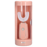 Electric Toothbrush Portable USB Charging IPX7 Waterproof Ultrasonic Toothbrush with Sterilization BoxPink - Top-Down View