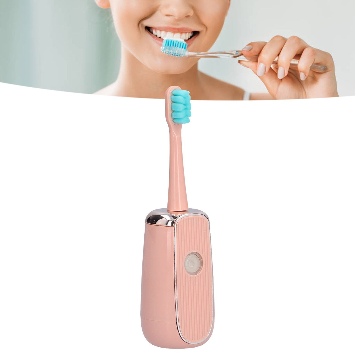 Electric Toothbrush Portable USB Charging IPX7 Waterproof Ultrasonic Toothbrush with Sterilization BoxPink