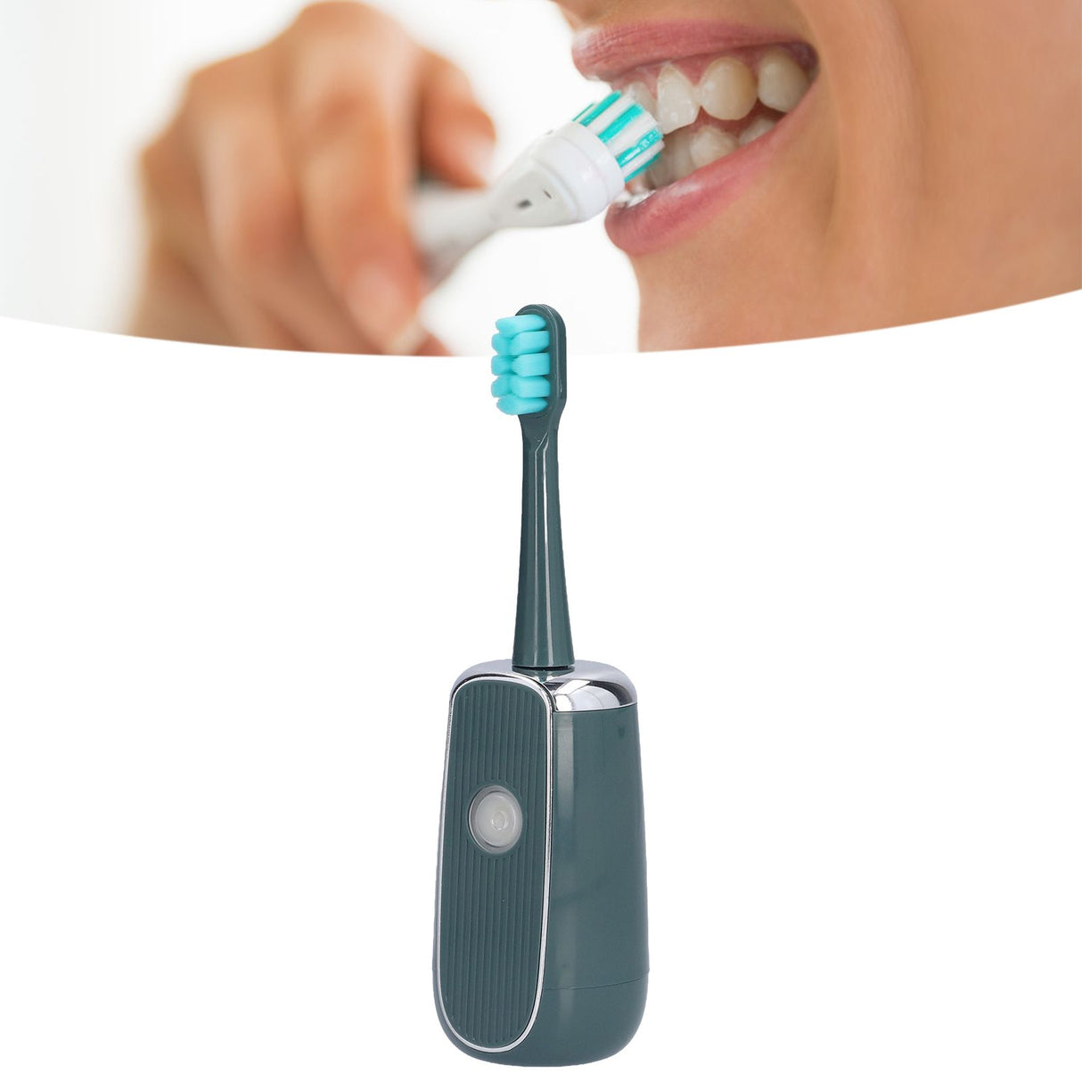Electric Toothbrush Portable USB Charging IPX7 Waterproof Ultrasonic Toothbrush with Sterilization BoxGreen