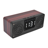 Speaker Red Double Speaker Digital Display Clock 360° Three Dimensional Surround Wooden Speaker Subwoofer - Side View