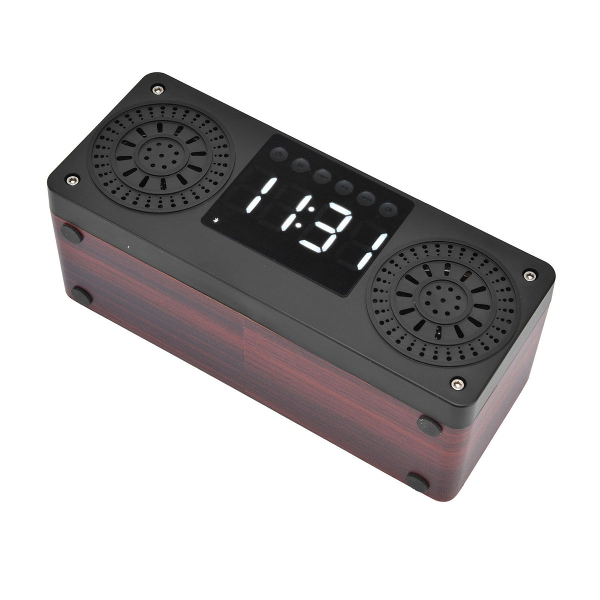 Speaker Red Double Speaker Digital Display Clock 360° Three Dimensional Surround Wooden Speaker Subwoofer