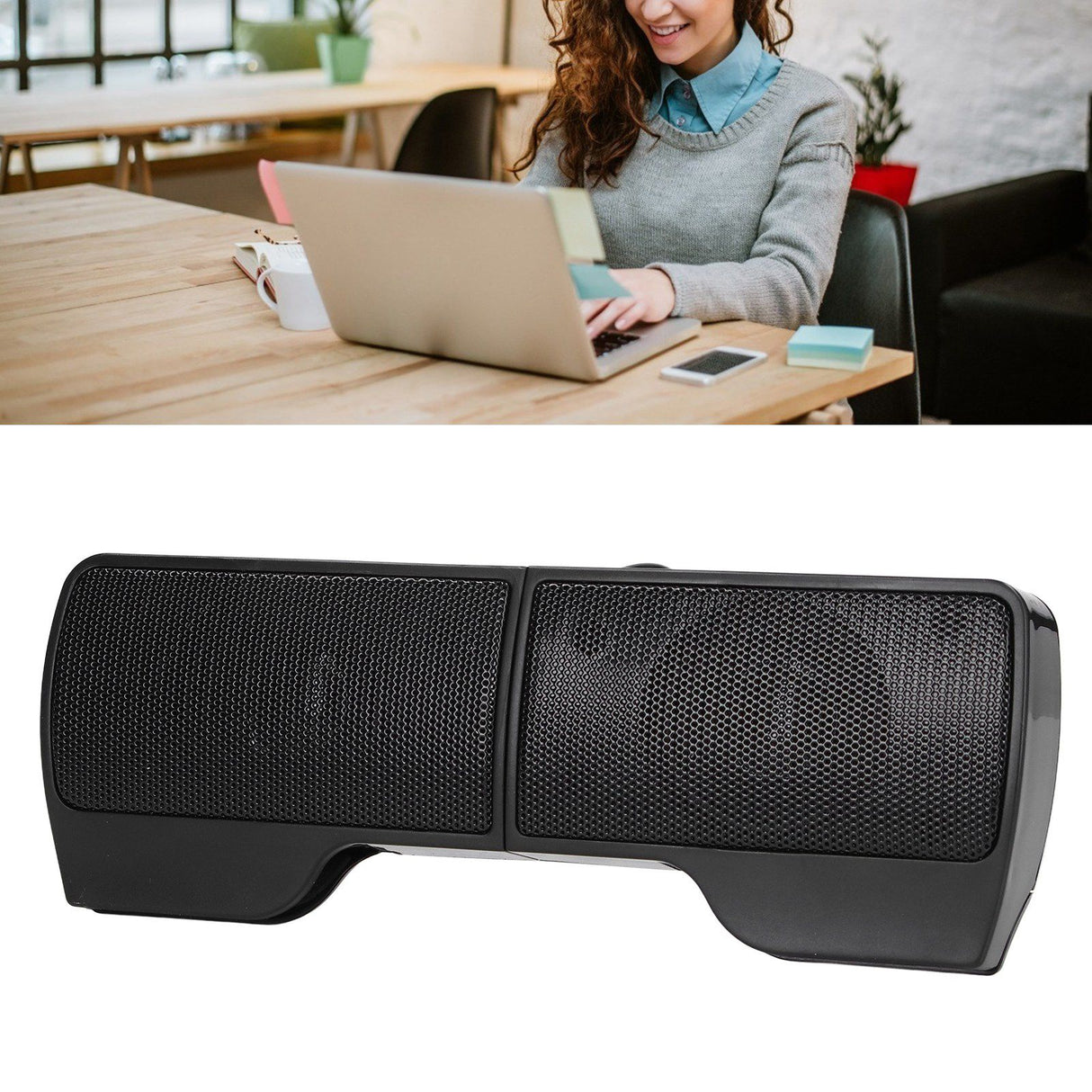Laptop Speakers USB Powered Wired Monitor Soundbar Stereo Sound with Screen Clip for Monitor Notebook Tablets TV