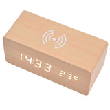 Digital Alarm Clock Wireless Charging Automatic Temperature Detection Safe Stable LED Electronic ClockWhite - Front View