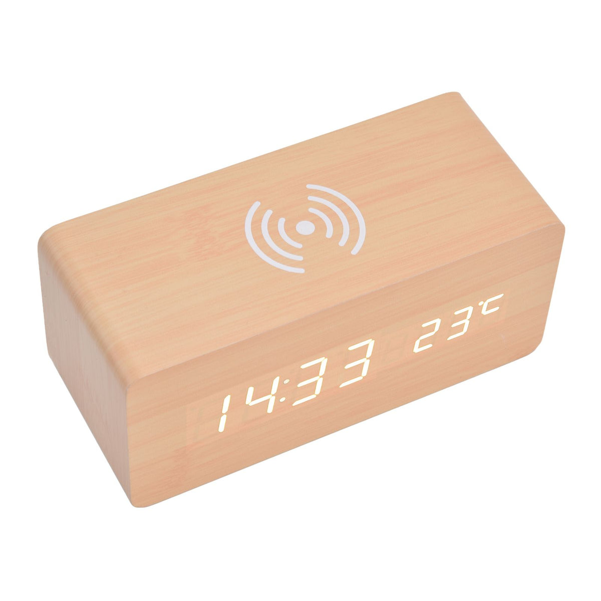 Digital Alarm Clock Wireless Charging Automatic Temperature Detection Safe Stable LED Electronic ClockWhite