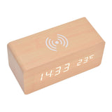 Digital Alarm Clock Wireless Charging Automatic Temperature Detection Safe Stable LED Electronic ClockWhite - Side View