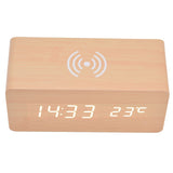 Digital Alarm Clock Wireless Charging Automatic Temperature Detection Safe Stable LED Electronic ClockWhite