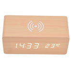 Digital Alarm Clock Wireless Charging Automatic Temperature Detection Safe Stable LED Electronic ClockWhite