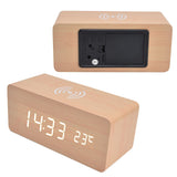 Digital Alarm Clock Wireless Charging Automatic Temperature Detection Safe Stable LED Electronic ClockWhite