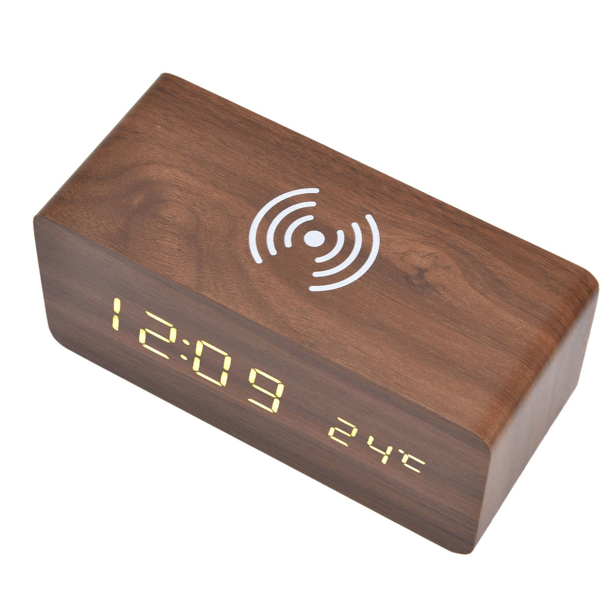 Digital Alarm Clock Wireless Charging Automatic Temperature Detection Safe Stable LED Electronic ClockRed