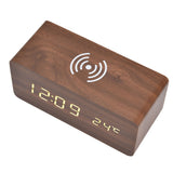 Digital Alarm Clock Wireless Charging Automatic Temperature Detection Safe Stable LED Electronic ClockRed - Front View