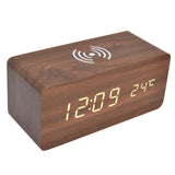 Digital Alarm Clock Wireless Charging Automatic Temperature Detection Safe Stable LED Electronic ClockRed