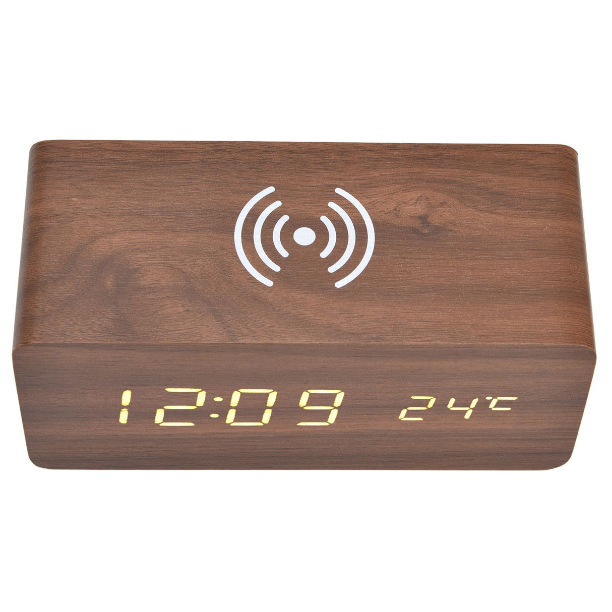 Digital Alarm Clock Wireless Charging Automatic Temperature Detection Safe Stable LED Electronic ClockRed