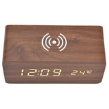 Digital Alarm Clock Wireless Charging Automatic Temperature Detection Safe Stable LED Electronic ClockRed