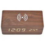 Digital Alarm Clock Wireless Charging Automatic Temperature Detection Safe Stable LED Electronic ClockRed