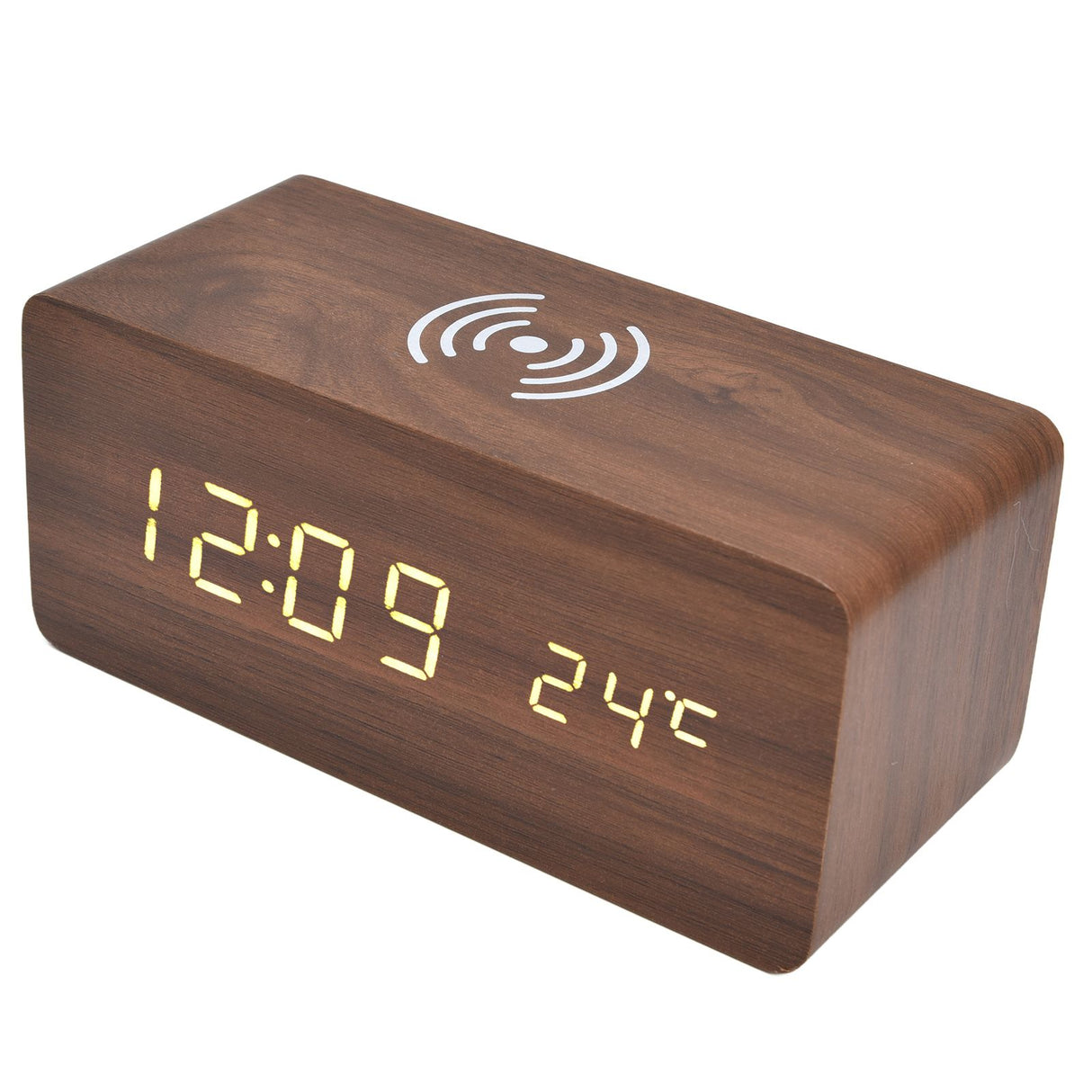 Digital Alarm Clock Wireless Charging Automatic Temperature Detection Safe Stable LED Electronic ClockRed