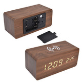Digital Alarm Clock Wireless Charging Automatic Temperature Detection Safe Stable LED Electronic ClockRed