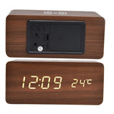 Digital Alarm Clock Wireless Charging Automatic Temperature Detection Safe Stable LED Electronic ClockRed