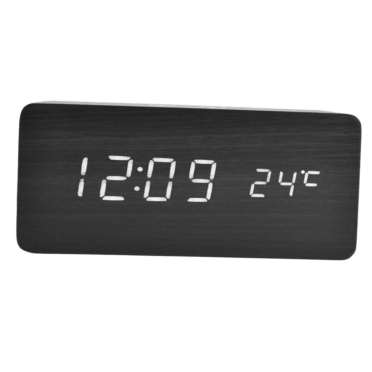 Digital Alarm Clock Wireless Charging Automatic Temperature Detection Safe Stable LED Electronic ClockBlack