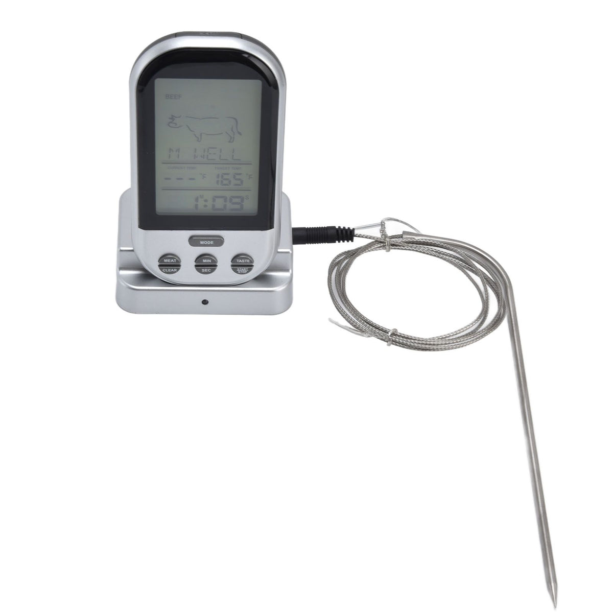 Wireless Thermometer Timer Overtime Alarm Function Practical Temperature Meter for Kitchen Barbecue Cooking