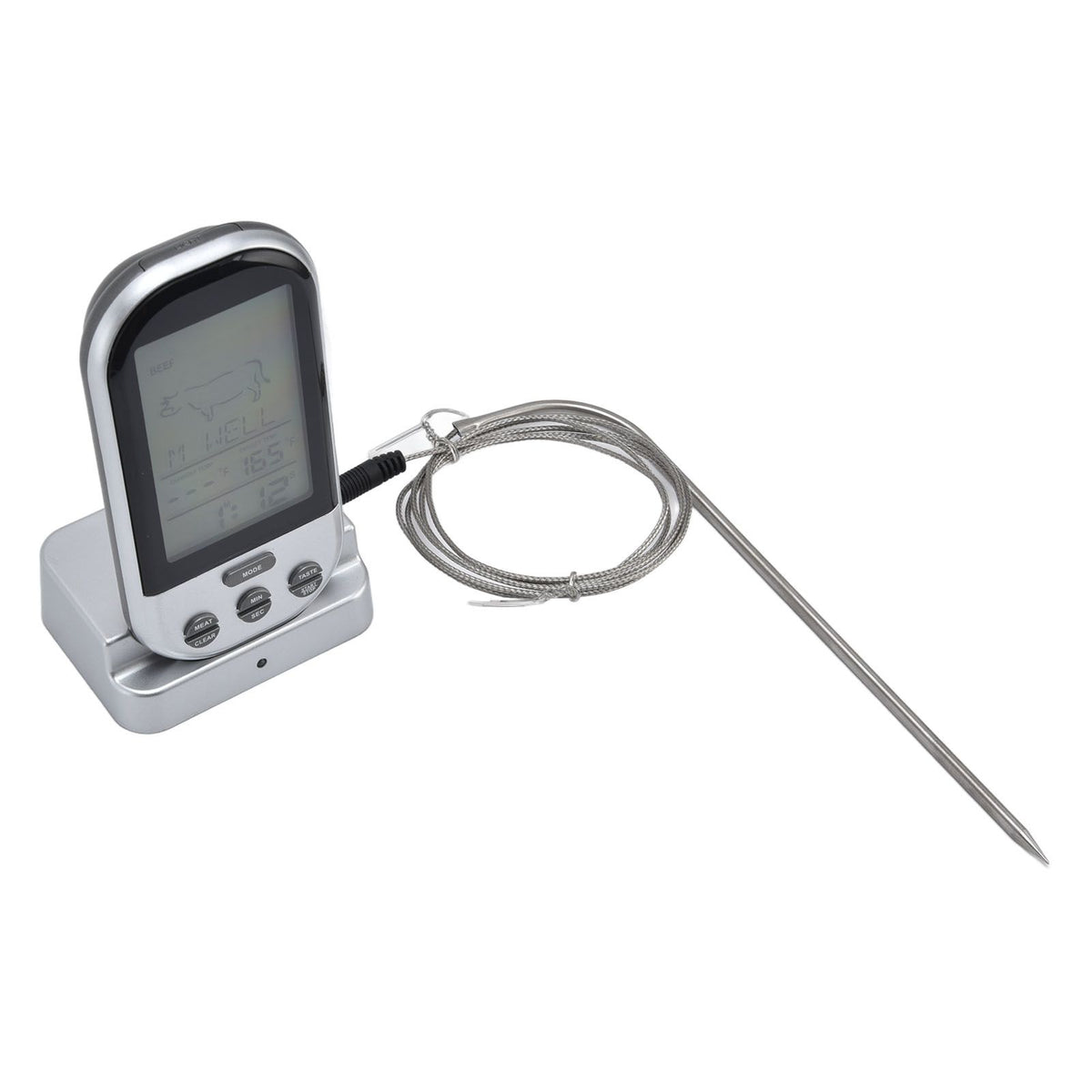 Wireless Thermometer Timer Overtime Alarm Function Practical Temperature Meter for Kitchen Barbecue Cooking