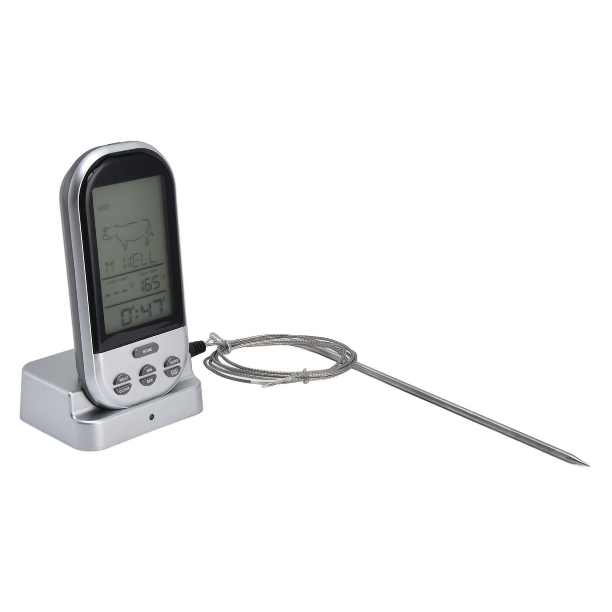 Wireless Thermometer Timer Overtime Alarm Function Practical Temperature Meter for Kitchen Barbecue Cooking