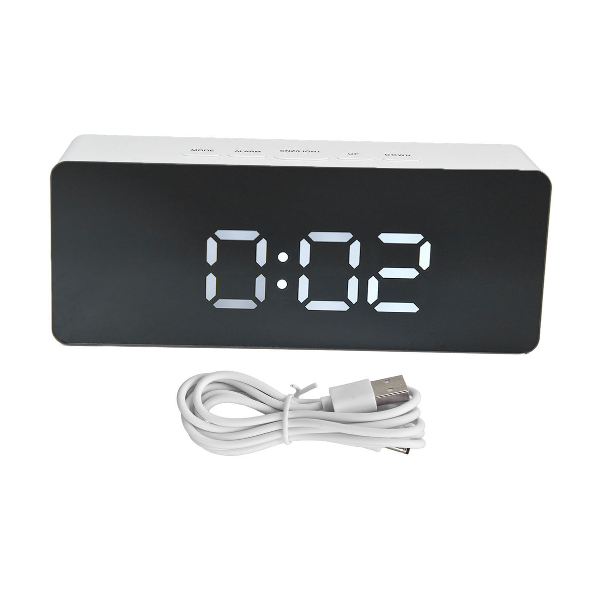 LED Clock Multifunctional USB Powered 3 Lighting Modes Snooze Time Celsius Fahrenheit Display Digital Alarm ClockWhite