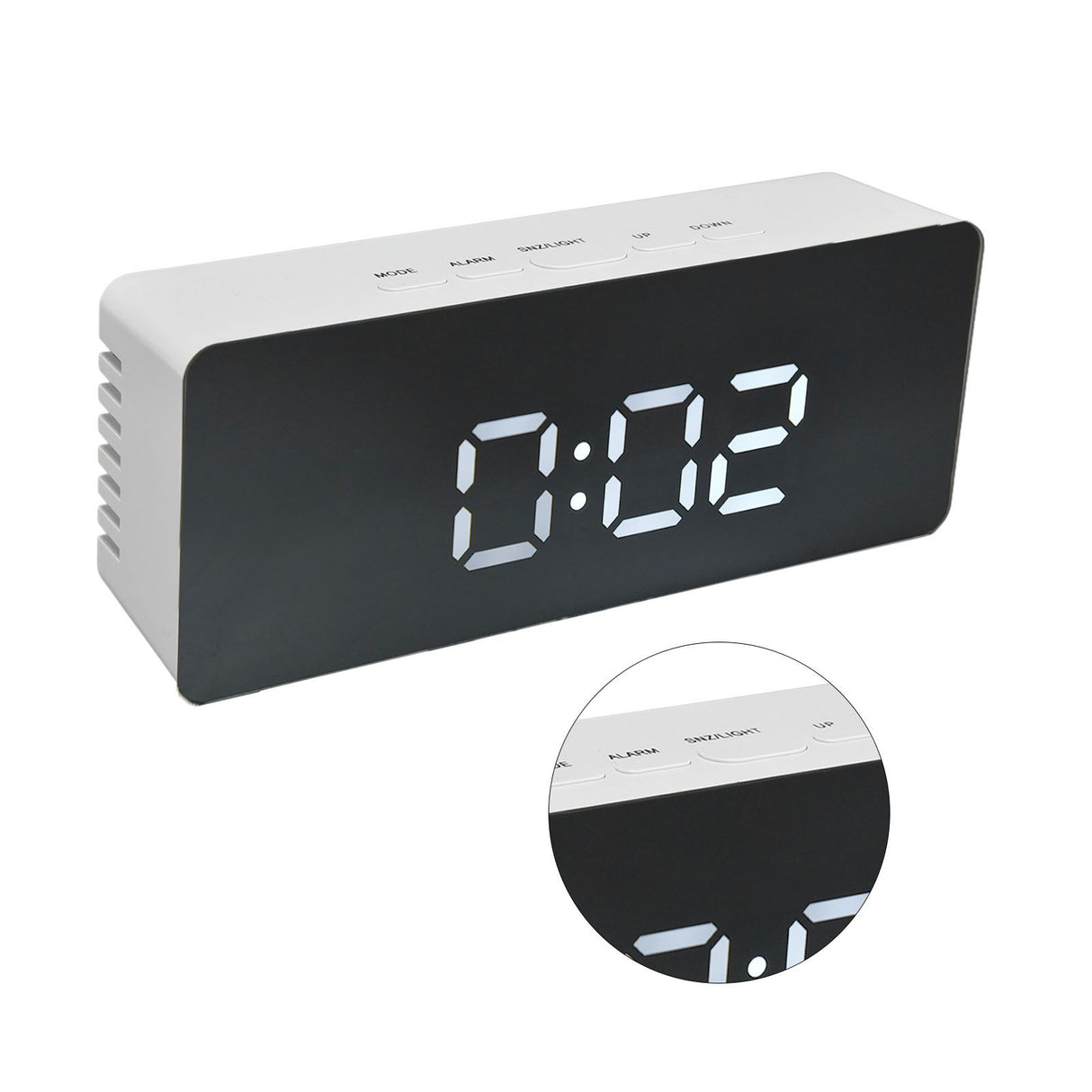 LED Clock Multifunctional USB Powered 3 Lighting Modes Snooze Time Celsius Fahrenheit Display Digital Alarm ClockWhite