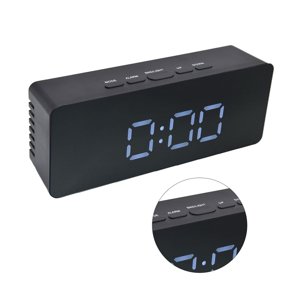LED Clock Multifunctional USB Powered 3 Lighting Modes Snooze Time Celsius Fahrenheit Display Digital Alarm ClockBlack