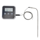 Meat Thermometer Smart 3 Buttons Digital LED Display Multifunctional Oven Thermometer with Probe for Cooking Baking BBQBlack