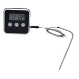 Meat Thermometer Smart 3 Buttons Digital LED Display Multifunctional Oven Thermometer with Probe for Cooking Baking BBQBlack