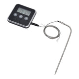 Meat Thermometer Smart 3 Buttons Digital LED Display Multifunctional Oven Thermometer with Probe for Cooking Baking BBQBlack