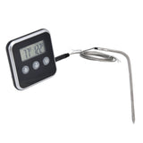 Meat Thermometer Smart 3 Buttons Digital LED Display Multifunctional Oven Thermometer with Probe for Cooking Baking BBQBlack