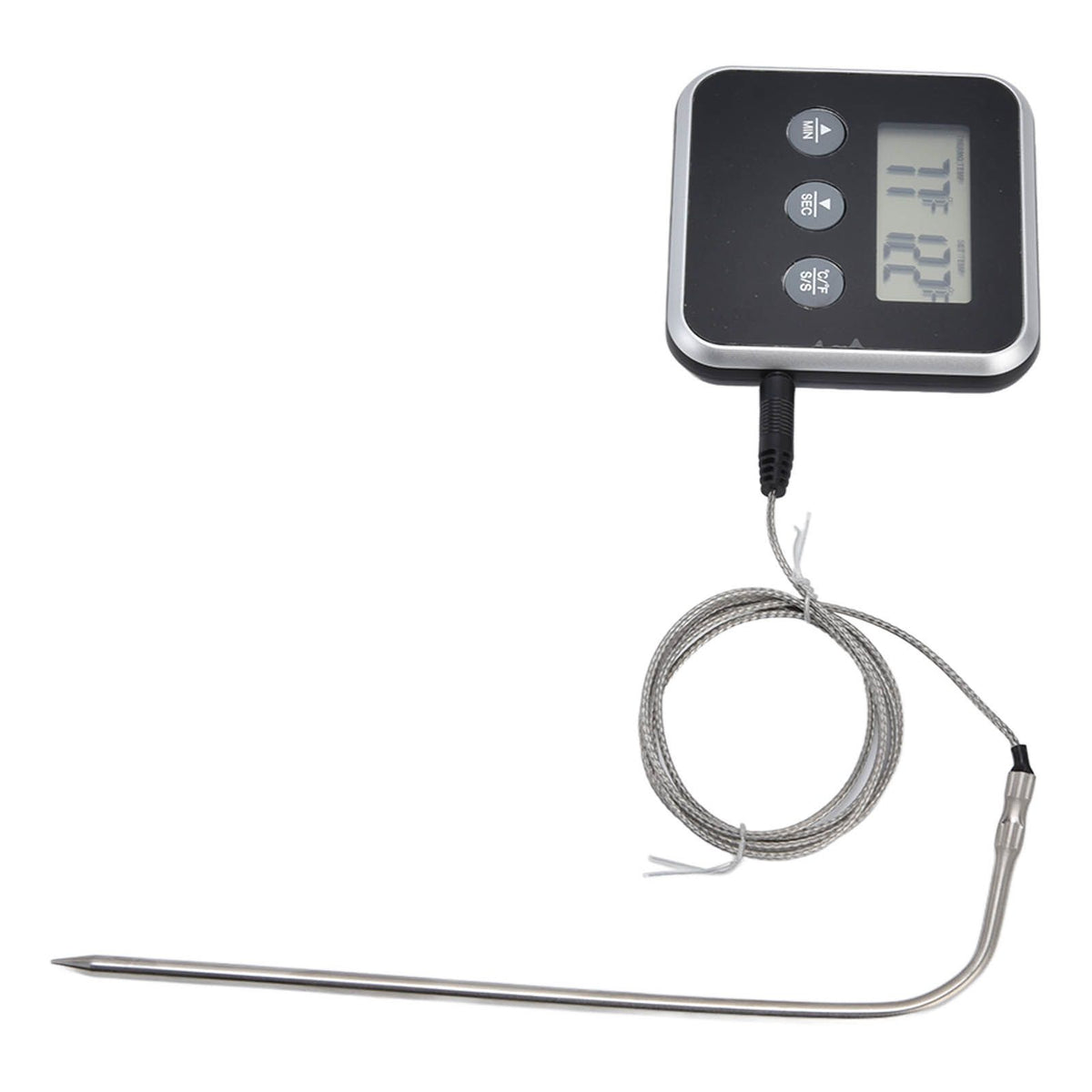 Meat Thermometer Smart 3 Buttons Digital LED Display Multifunctional Oven Thermometer with Probe for Cooking Baking BBQBlack