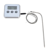 Meat Thermometer Smart 3 Buttons Digital LED Display Multifunctional Oven Thermometer with Probe for Cooking Baking BBQWhite