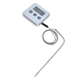 Meat Thermometer Smart 3 Buttons Digital LED Display Multifunctional Oven Thermometer with Probe for Cooking Baking BBQWhite