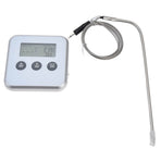 Meat Thermometer Smart 3 Buttons Digital LED Display Multifunctional Oven Thermometer with Probe for Cooking Baking BBQWhite