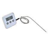 Meat Thermometer Smart 3 Buttons Digital LED Display Multifunctional Oven Thermometer with Probe for Cooking Baking BBQWhite