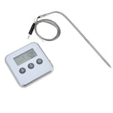 Meat Thermometer Smart 3 Buttons Digital LED Display Multifunctional Oven Thermometer with Probe for Cooking Baking BBQWhite