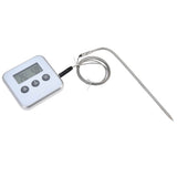 Meat Thermometer Smart 3 Buttons Digital LED Display Multifunctional Oven Thermometer with Probe for Cooking Baking BBQWhite - Close-Up Angle