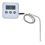 Meat Thermometer Smart 3 Buttons Digital LED Display Multifunctional Oven Thermometer with Probe for Cooking Baking BBQWhite
