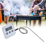 Meat Thermometer Smart 3 Buttons Digital LED Display Multifunctional Oven Thermometer with Probe for Cooking Baking BBQWhite