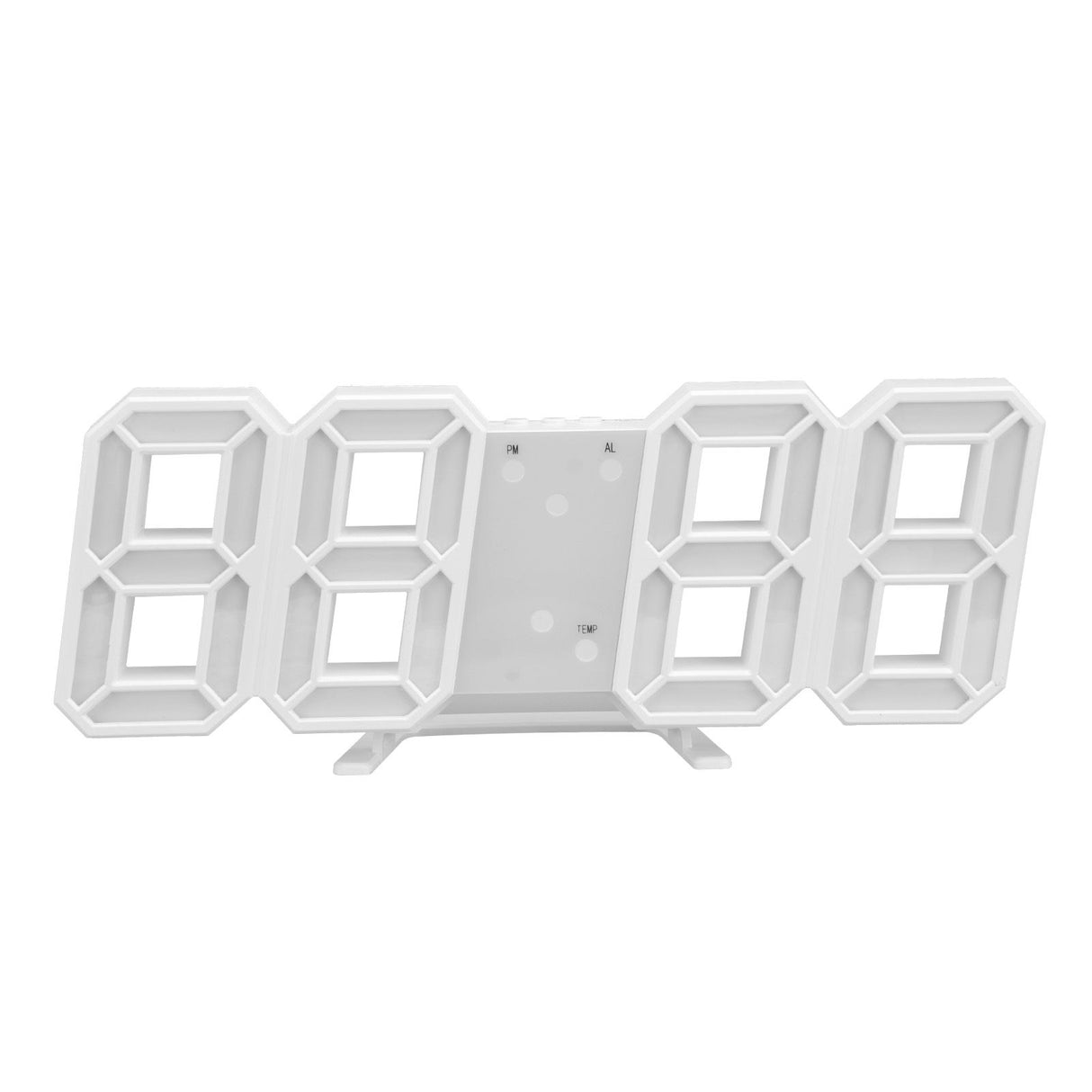 Digital Wall Clock Modern Design Temperature Display Alarm Function Sound Control Auto Sleep LED Wall ClockWhite Shell Blue Words