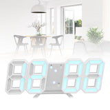 Digital Wall Clock Modern Design Temperature Display Alarm Function Sound Control Auto Sleep LED Wall ClockWhite Shell Blue Words
