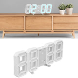 Digital Wall Clock Modern Design Temperature Display Alarm Function Sound Control Auto Sleep LED Wall ClockWhite Shell Blue Words
