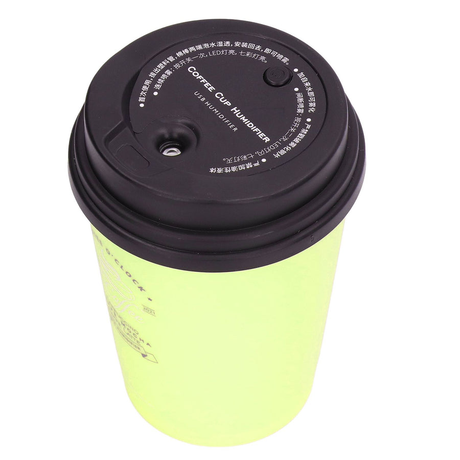 USB Humidifier 300ml Coffee Cup Low Noise Auto Off Compact Lightweight Space Saving Mini Humidifier for Car Home OfficeGreen